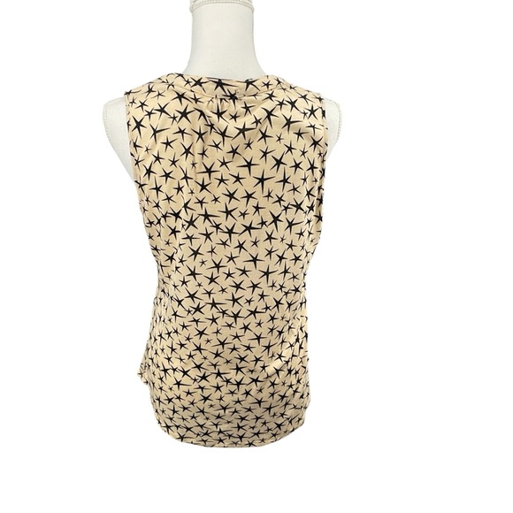 Pleione Star Patterned Sleeveless Knit Blouse Tank with Pleated Details Size M - Picture 7 of 10